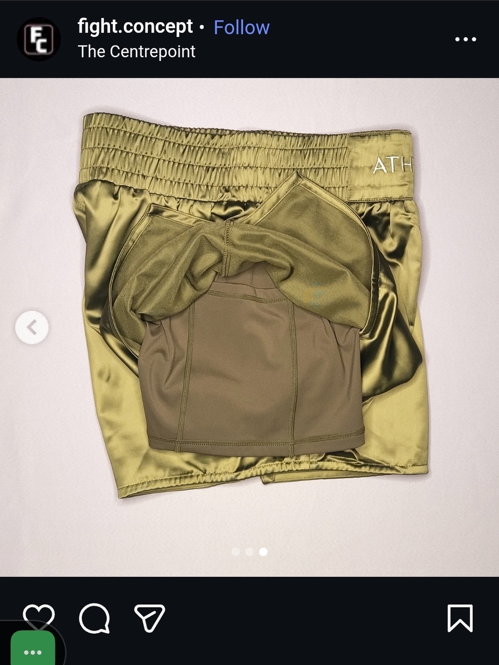 ATHENA Olive Satin Women's Shorts - Picture 3 of 9